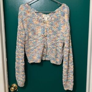 Jessica Simpson Colorful Pastels Cropped Sweater